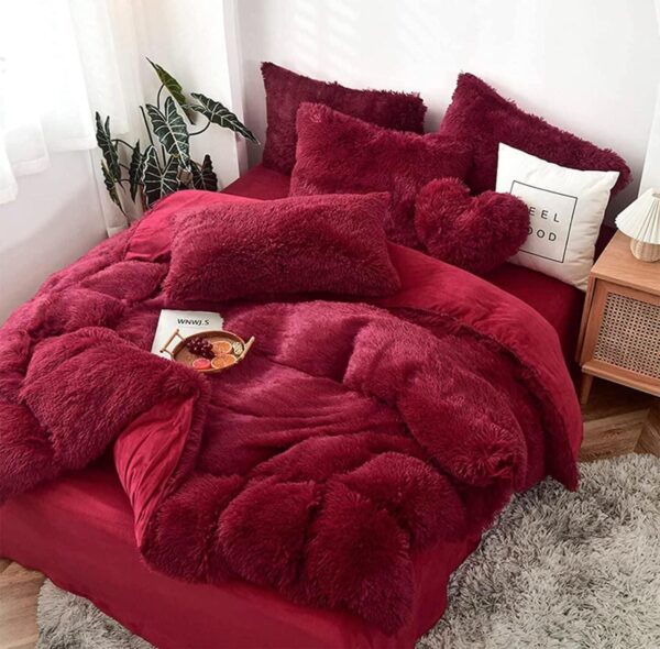 Generic 6pc Luxury Design Velvet Plush Fluffy Duvet Set-Warm Woolen Duvet FULL Set-6*7 - Image 8