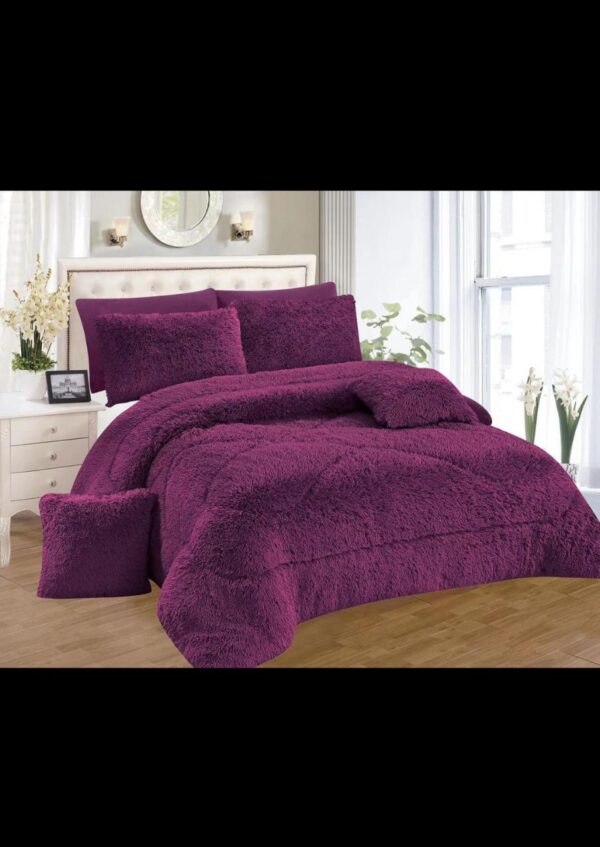 Generic 6pc Luxury Design Velvet Plush Fluffy Duvet Set-Warm Woolen Duvet FULL Set-6*7 - Image 10