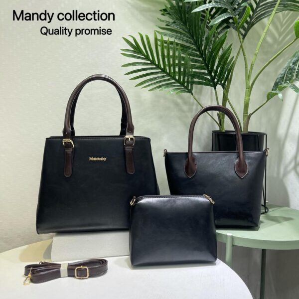 Women Soft Leather Three- pieces Shoulder Crossbody Bags - Image 5