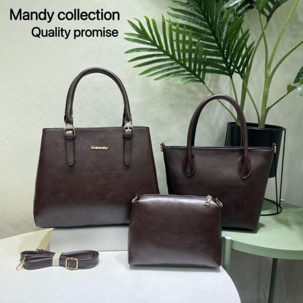 Women Soft Leather Three- pieces Shoulder Crossbody Bags - Image 4