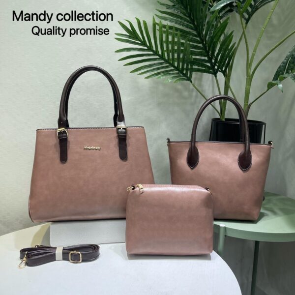 Women Soft Leather Three- pieces Shoulder Crossbody Bags - Image 6