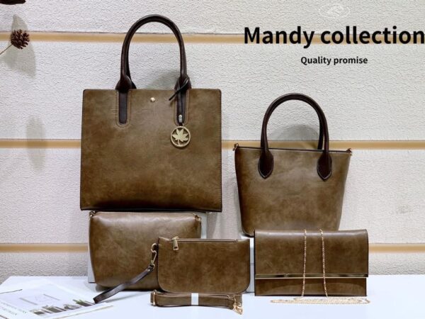 WOMEN 5 PCS TOTE BAG ,Handbag Crossbody Bag,Shoulder Bag,Clutch Bag,Coins Bag,Women Purse - Image 3