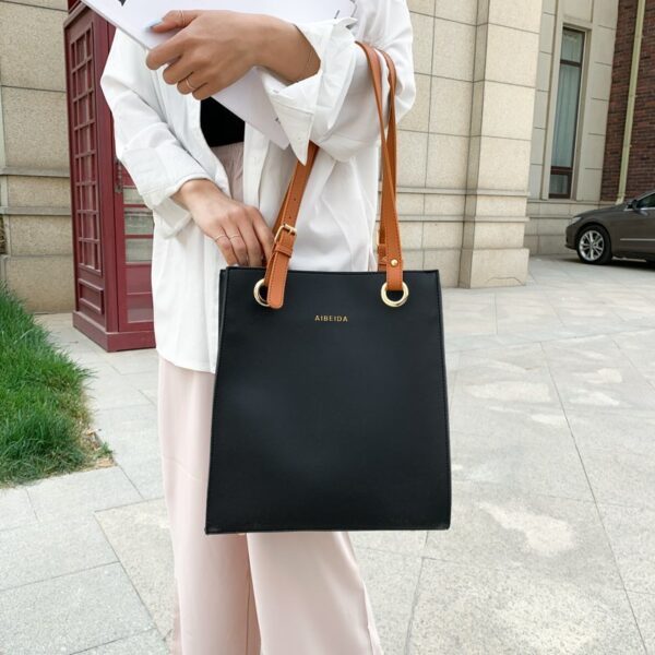 Letter Graphic Shoulder Tote Bag - Image 2