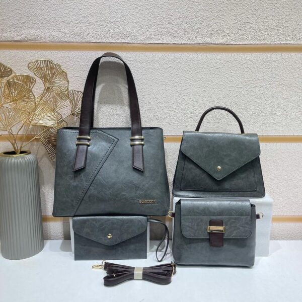 4pcs Litchi Embossed Top Handle Bag Set. - Image 2
