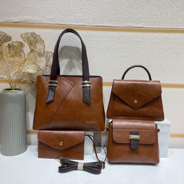 4pcs Litchi Embossed Top Handle Bag Set. - Image 4