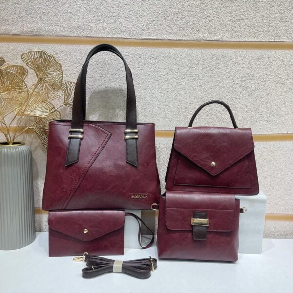 4pcs Litchi Embossed Top Handle Bag Set. - Image 6