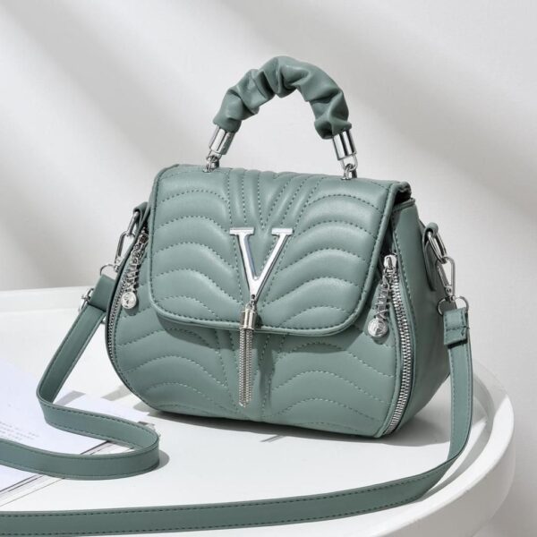 Mini Geometric Embossed side Zipper Decor Flap Bag - Image 3