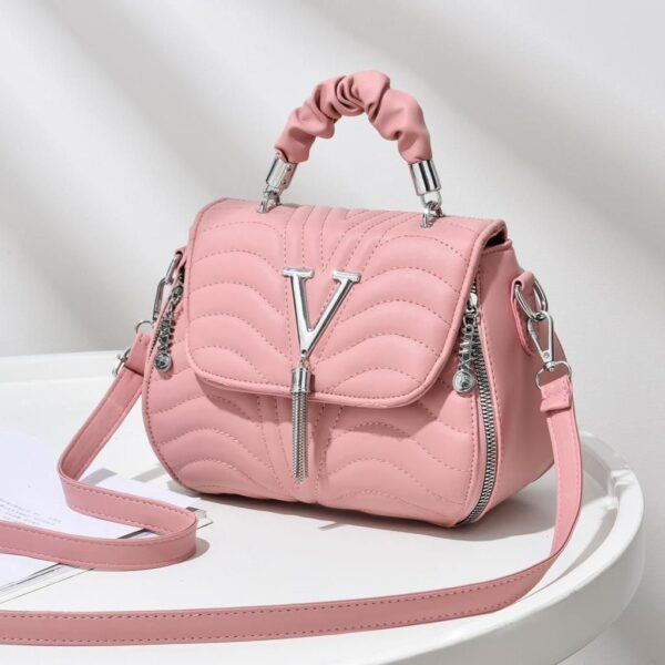 Mini Geometric Embossed side Zipper Decor Flap Bag - Image 4
