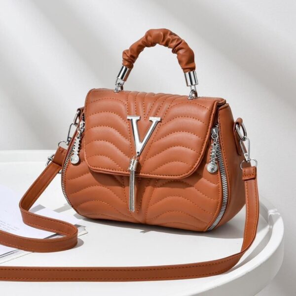 Mini Geometric Embossed side Zipper Decor Flap Bag - Image 5