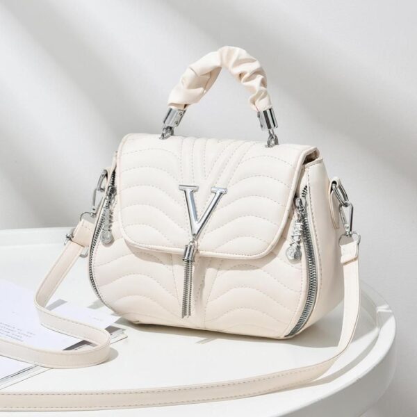 Mini Geometric Embossed side Zipper Decor Flap Bag - Image 6