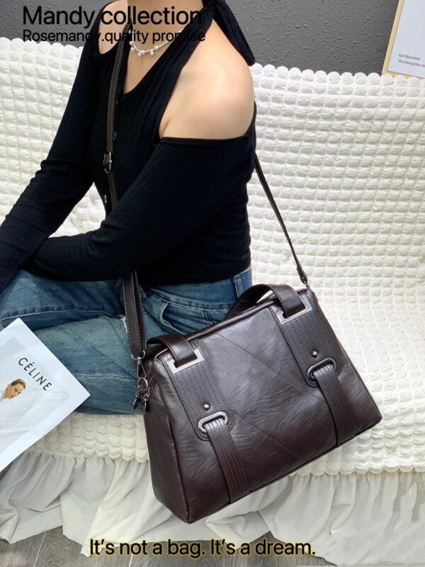 Glossy Large size Tote ,PU Leather Top Handle,Casual Versatile Bag - Image 2