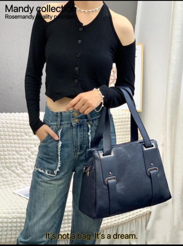 Glossy Large size Tote ,PU Leather Top Handle,Casual Versatile Bag - Image 5