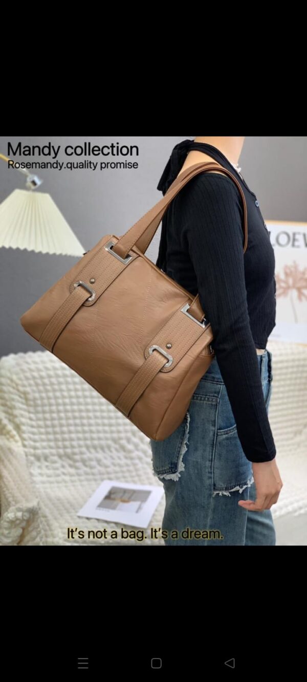 Glossy Large size Tote ,PU Leather Top Handle,Casual Versatile Bag - Image 6