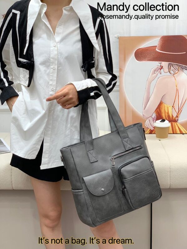 Large Tote Shoulder Bag,Retro Vintage Embroidered Letters Handbag. - Image 9