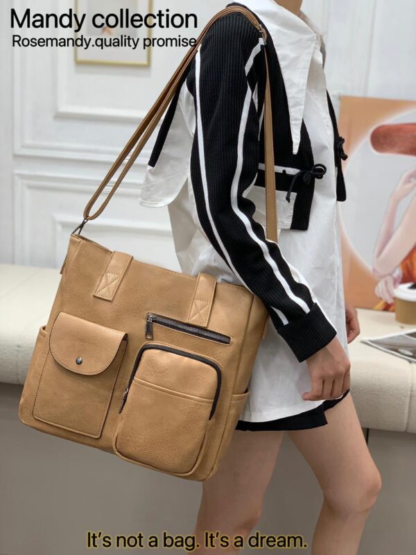 Large Tote Shoulder Bag,Retro Vintage Embroidered Letters Handbag. - Image 11