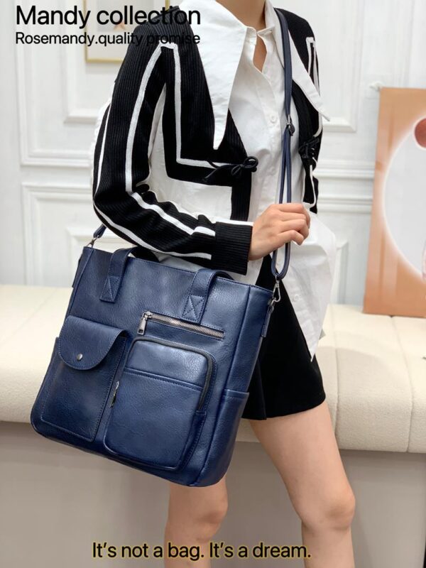 Large Tote Shoulder Bag,Retro Vintage Embroidered Letters Handbag.