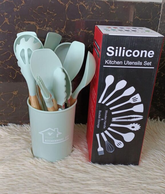12 pcs Non stick Silicone cooking Kitchen Utensils Spatula Set with Holder - Image 4
