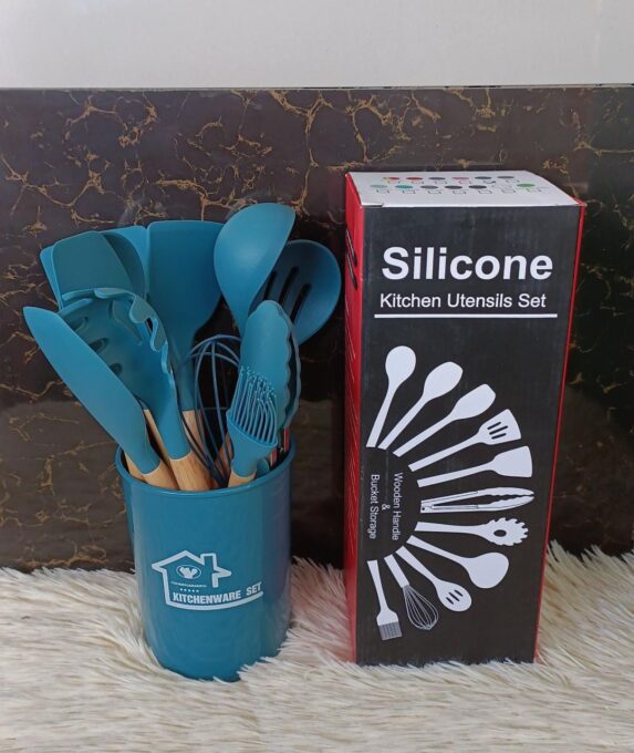 12 pcs Non stick Silicone cooking Kitchen Utensils Spatula Set with Holder