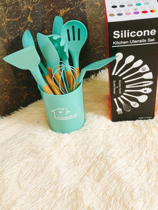 12 pcs Non stick Silicone cooking Kitchen Utensils Spatula Set with Holder - Image 5