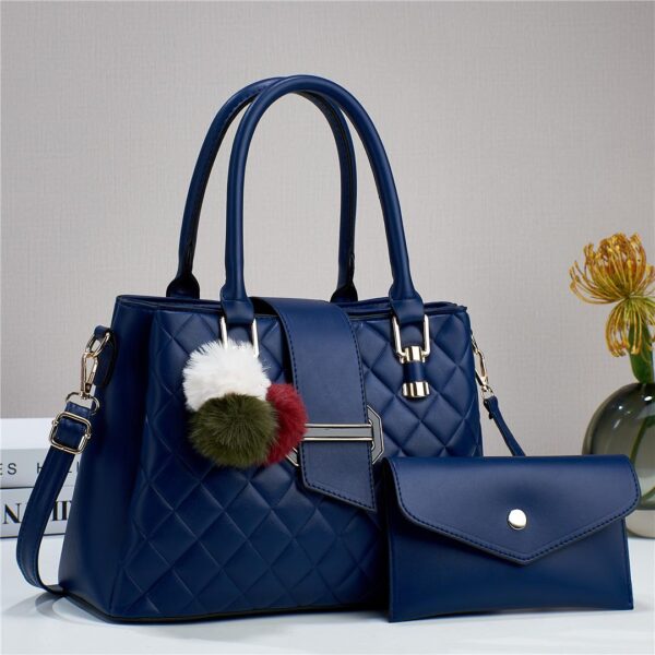 2-1 Vintage Style Retro Grain Leather Riveted Mini Cross Body Bag with Purse - Image 3