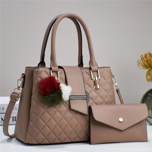 2-1 Vintage Style Retro Grain Leather Riveted Mini Cross Body Bag with Purse - Image 4