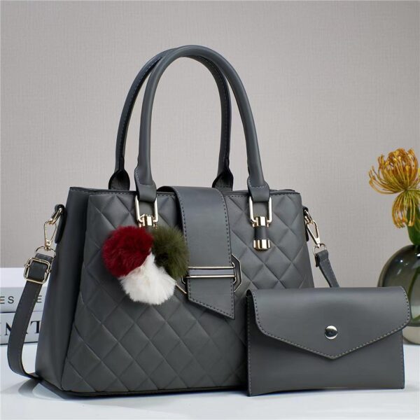 2-1 Vintage Style Retro Grain Leather Riveted Mini Cross Body Bag with Purse - Image 5