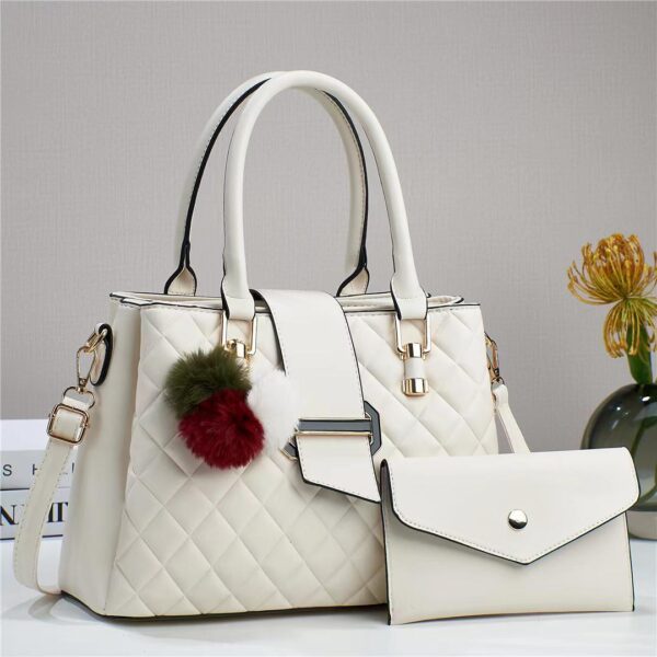 2-1 Vintage Style Retro Grain Leather Riveted Mini Cross Body Bag with Purse - Image 6