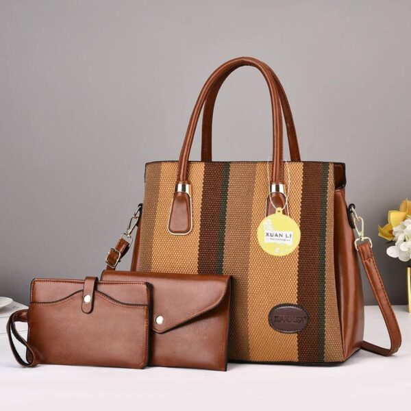 The Modern Classic Stripped 3-1 ladies/women handbag set - Image 3