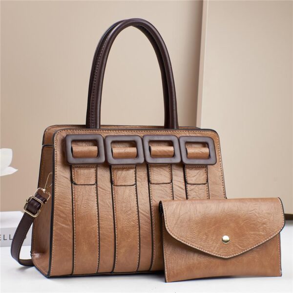 Women Medium Top-Handle Luxury PU Leather Tote Bolsa White - Image 5