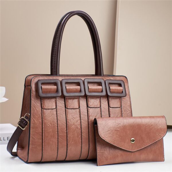 Women Medium Top-Handle Luxury PU Leather Tote Bolsa White - Image 4