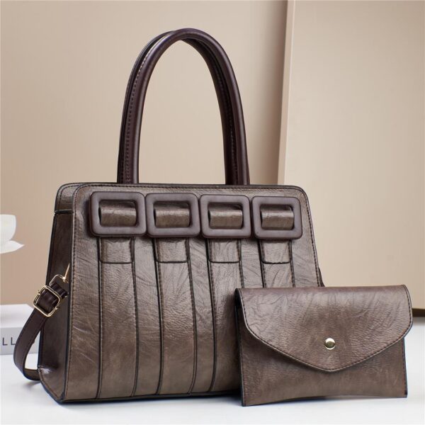 Women Medium Top-Handle Luxury PU Leather Tote Bolsa White - Image 2