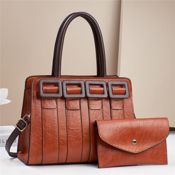 Women Medium Top-Handle Luxury PU Leather Tote Bolsa White - Image 9