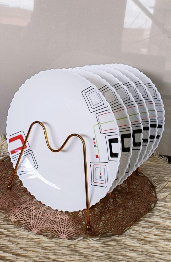 Set Of 6 Heavy Modern Ceramic Dinner Plates Set