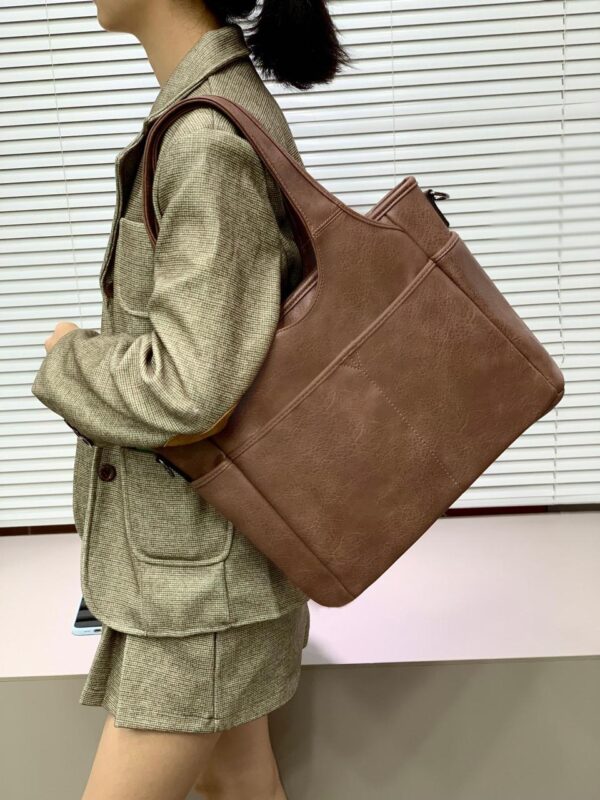 Soft Leather Classic Chic Tote Bag - Image 7